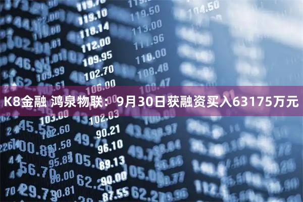 K8金融 鸿泉物联：9月30日获融资买入63175万元